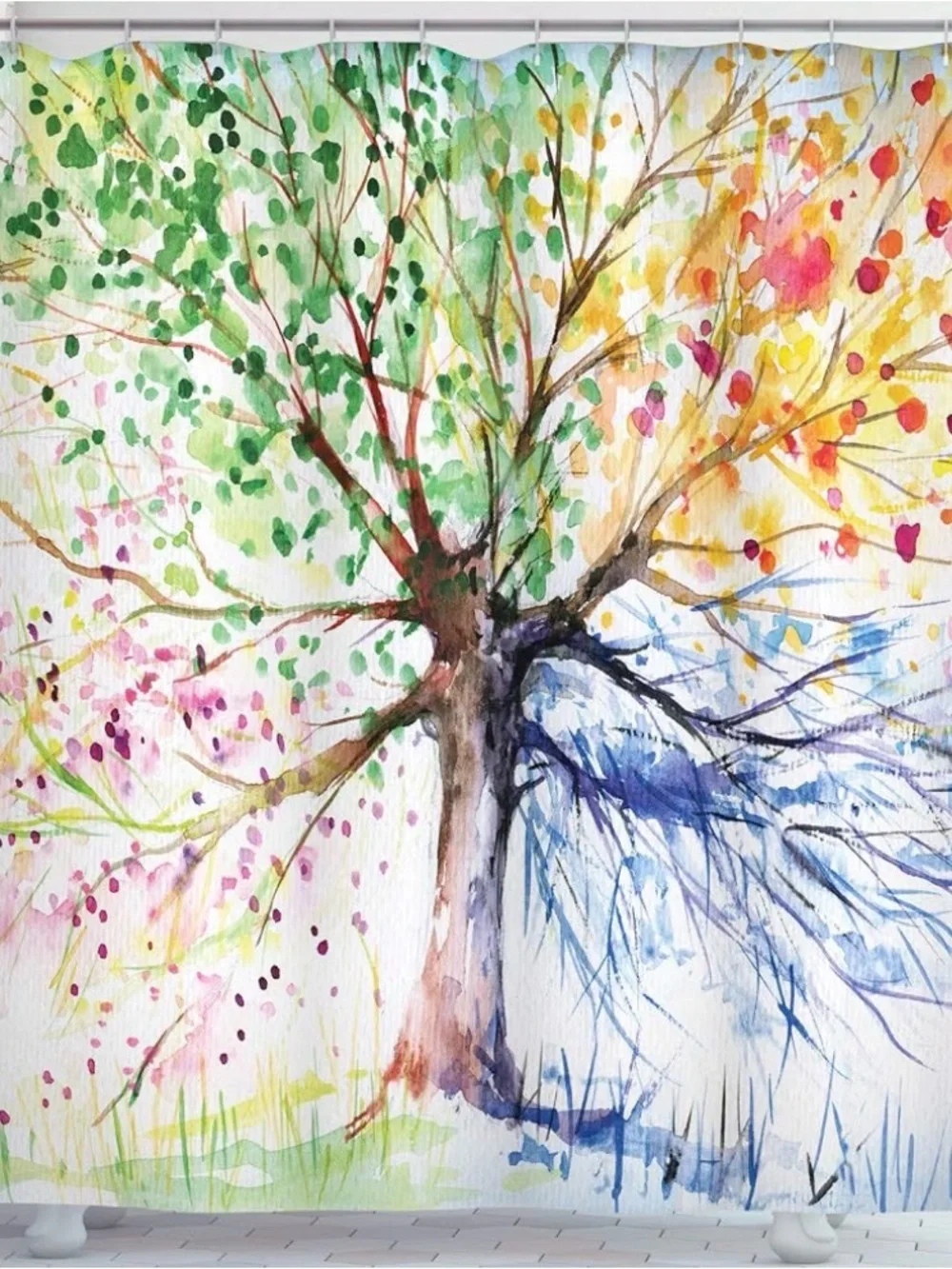 Colorful Watercolor Tree Shower Curtain - small size shower curtain